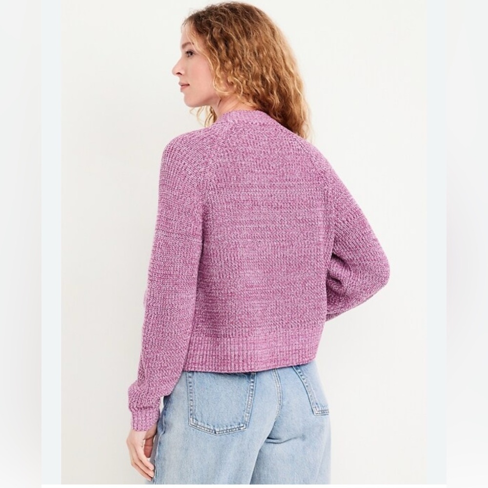 Old Navy purple meadowlark Shaker-Stitch Sweater mock neck size XXL cotton